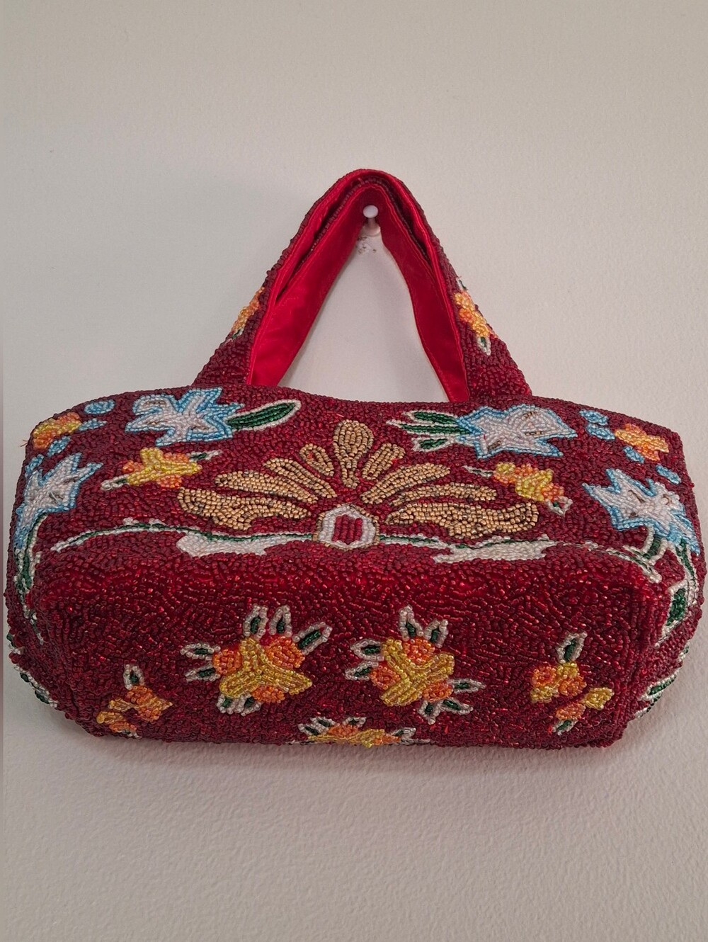 Vintage Y2k Swee Lo Beaded Evening Bag Jewel Tones Red - Picture 2 of 5